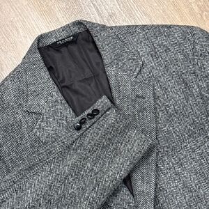 Jos A Bank Harris Tweed Sport Coat Mens 44R Gray Herringbone Wool Blazer
